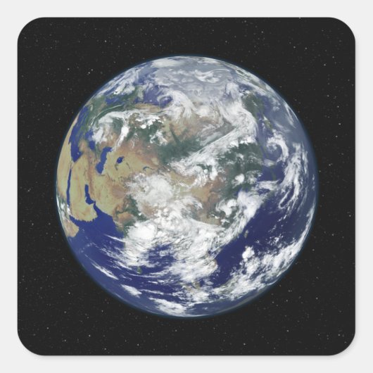 Sticker Carré La Terre entièrement éclairée centrée sur l'Asie (Devant)