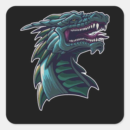 Sticker Carré La Tête du Dragon (Devant)