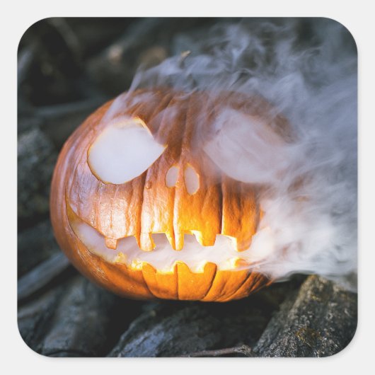 Sticker Carré La tête Jack-o-Lantern d'un cavalier sans tête (Devant)