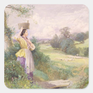 Sticker Carré La trayeuse, 1860 (la semaine sur le papier)