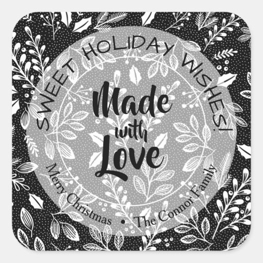 Sticker Carré La verdure de Noël Fabriquée avec amour (Devant)