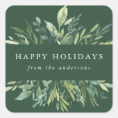 Sticker Carré La verdure d'hiver Joyeuses vacances (Devant)