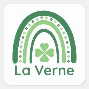 Sticker Carré La Verne Nom Clover Boho Rainbow
