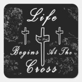 Sticker Carré La vie commence à la croix (Devant)