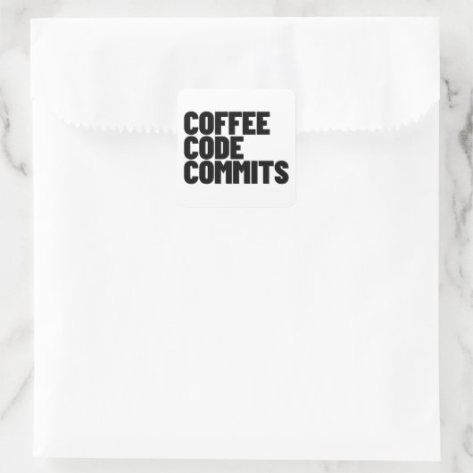 Sticker Carré La vie d'ingénieur logiciel - Café Code Commit Dev (Sac)
