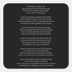 Sticker Carré La vie est comme un train en fuite