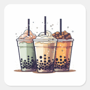 Sticker Carré La vie est courte, buvez le boba