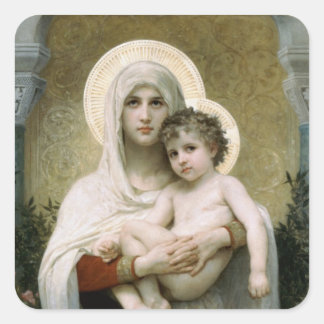 Sticker Carré La Vierge des Roses de Bouguereau (1903)