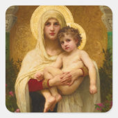 Sticker Carré La Vierge des Roses par William Bouguereau (Devant)