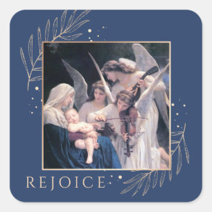 Sticker Carré La Vierge et l'Enfant avec des Anges se réjouissen
