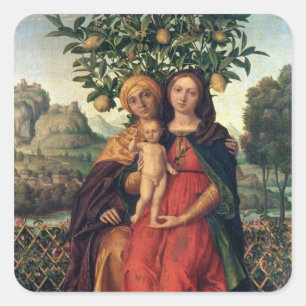 Sticker Carré La Vierge et l'enfant avec St Anne, 1510-18