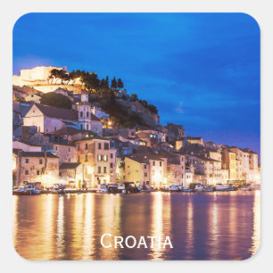 Sticker Carré La ville croate de Sibenik la nuit