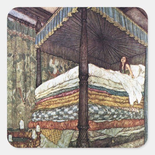 Sticker Carré La vraie princesse par Edmund Dulac (Devant)
