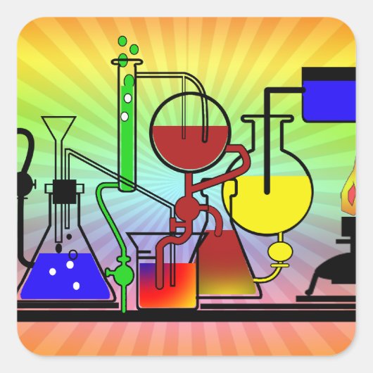STICKER CARRÉ LAB WARE - LABORATOIRE GLASSWARE MAD SCIENTIFIQUE (Devant)