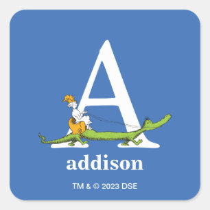 Sticker Carré L'ABC de Dr Seuss : Lettre A - Blanc   Ajoutez vot