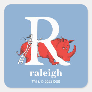 Sticker Carré L'ABC de Dr Seuss : Lettre R - Blanc Ajoutez vot