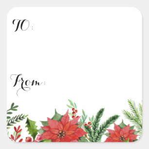 Sticker Carré Labels d'autocollant de Noël