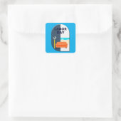 Sticker Carré Labor Day Minimal Worker Relax Design (Sac)