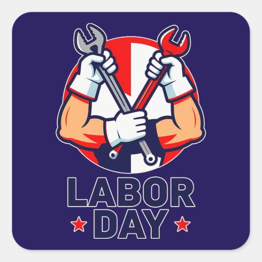 Sticker Carré Labor Day Tools Crossed Worker Design (Devant)