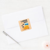 Sticker Carré Labor Day Work Hard Relax Design with Tools (Enveloppe)