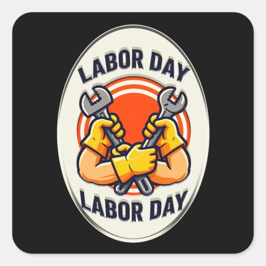 Sticker Carré Labor Day Worker Badge Tools Design (Devant)