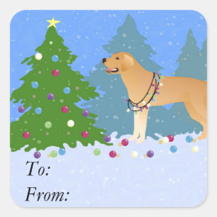 Sticker Carré Laboratoire Jaune dans la forêt décorant l'arbre d