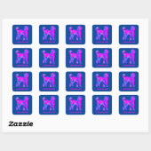Sticker Carré Labradoodé Chien Silhouette Fou Rose Hot (Feuille)