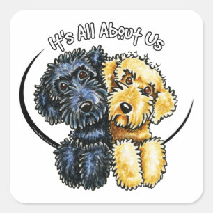 Sticker Carré Labradoodles Jaune Noir IAAU
