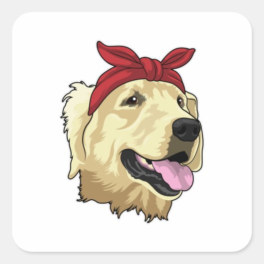 Sticker Carré Labrador avec Bandana (Devant)