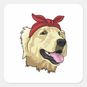 Sticker Carré Labrador avec Bandana