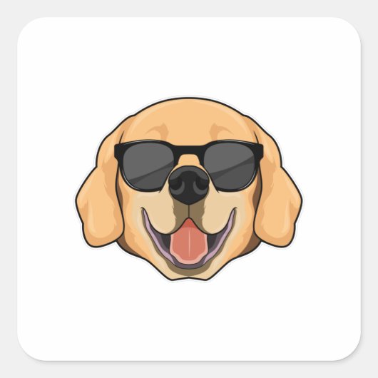 Sticker Carré Labrador avec lunettes de soleil (Devant)
