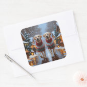 Sticker Carré Labrador Dogs Christmas Snow Holiday (Enveloppe)