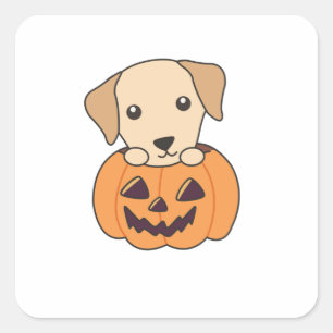 Sticker Carré Labrador En Chiens Citrouilles Cutes Happy Hallowe