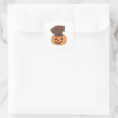 Sticker Carré Labrador En Chiens Citrouilles Cutes Happy Hallowe (Sac)