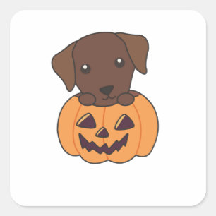 Sticker Carré Labrador En Chiens Citrouilles Cutes Happy Hallowe