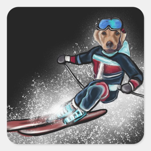 STICKER CARRÉ LABRADOR RETRIEVER  (Devant)