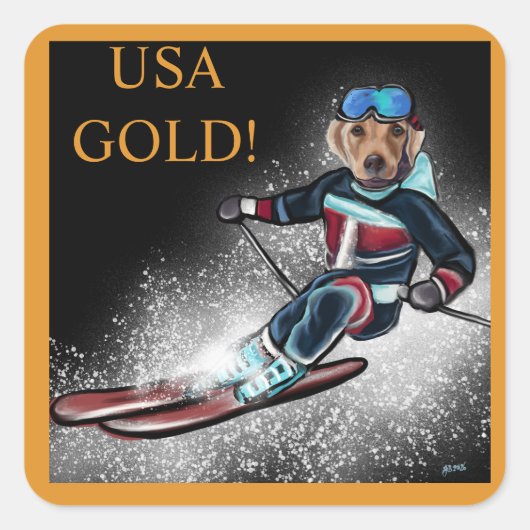 STICKER CARRÉ LABRADOR RETRIEVER  (Devant)