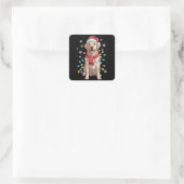 Sticker Carré Labrador Retriever Chien Santa Clause Casquette No (Sac)