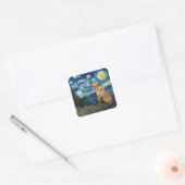 Sticker Carré Labrador Retriever Yellow Lab Chien Starry Night (Enveloppe)