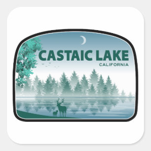 Sticker Carré Lac Castaic Cerf Californie