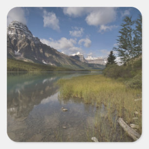 Sticker Carré Lac de la sauvagine le long de l'Icefields Parkway