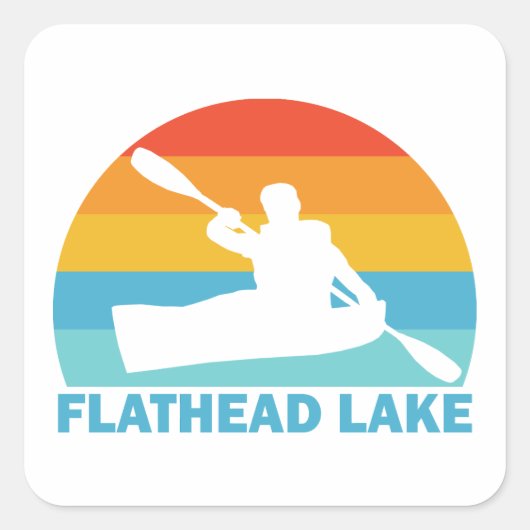 Sticker Carré Lac Flathead Montana Kayak (Devant)