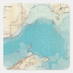 Sticker Carré Lac hydrographique Mendota de carte