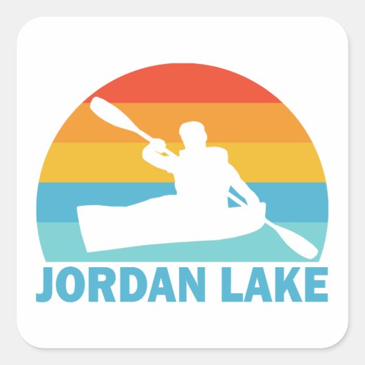 Sticker Carré Lac Jordan Caroline du Nord Kayak (Devant)