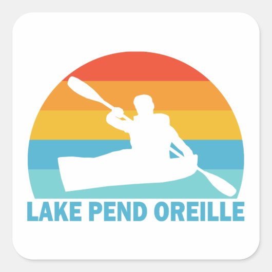 Sticker Carré Lac Pend Oreille Idaho Kayak (Devant)