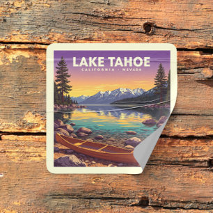 Sticker Carré Lac vintage Tahoe Californie Nevada