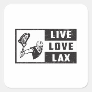 Sticker Carré Lacrosse Player Team Live Love Lax Funny Idée cade