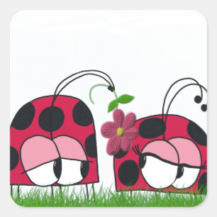 Sticker Carré L'adorable Ladybug Qui Lui Met Son Nouveau Dessin