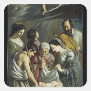 Sticker Carré L'adoration des bergers, c.1630-32