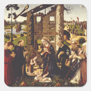 Sticker Carré L'Adoration par Biagio d'Antonio Art Médiéval
